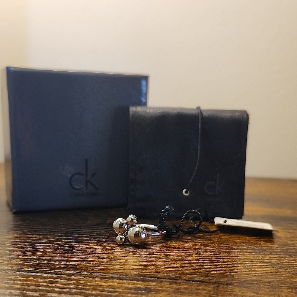Calvin Klein Silver Ring  With Dustbag Pouch NIB